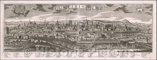 Historic Map - Paris, France, 1755, Georg Balthasar Probst - Vintage Wall Art