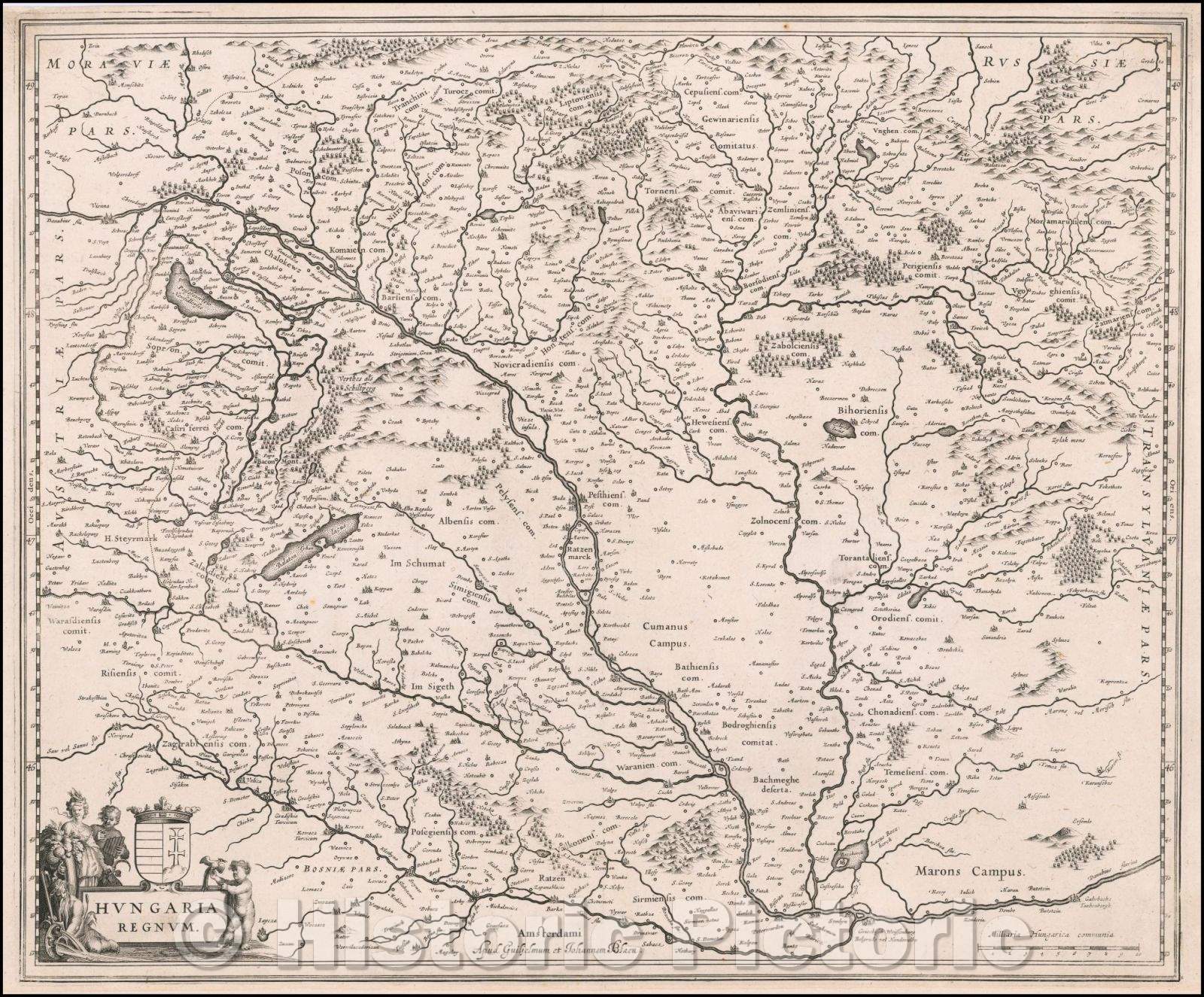 Historic Map - Hungaria Regnum, 1640, Willem Janszoon Blaeu v2