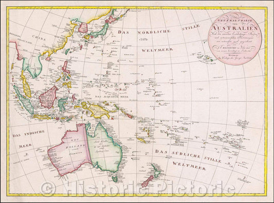 Historic Map - General Charte von Australien Nach ne neuesten Entdeckungs Reisen und astr, 1803 - Vintage Wall Art