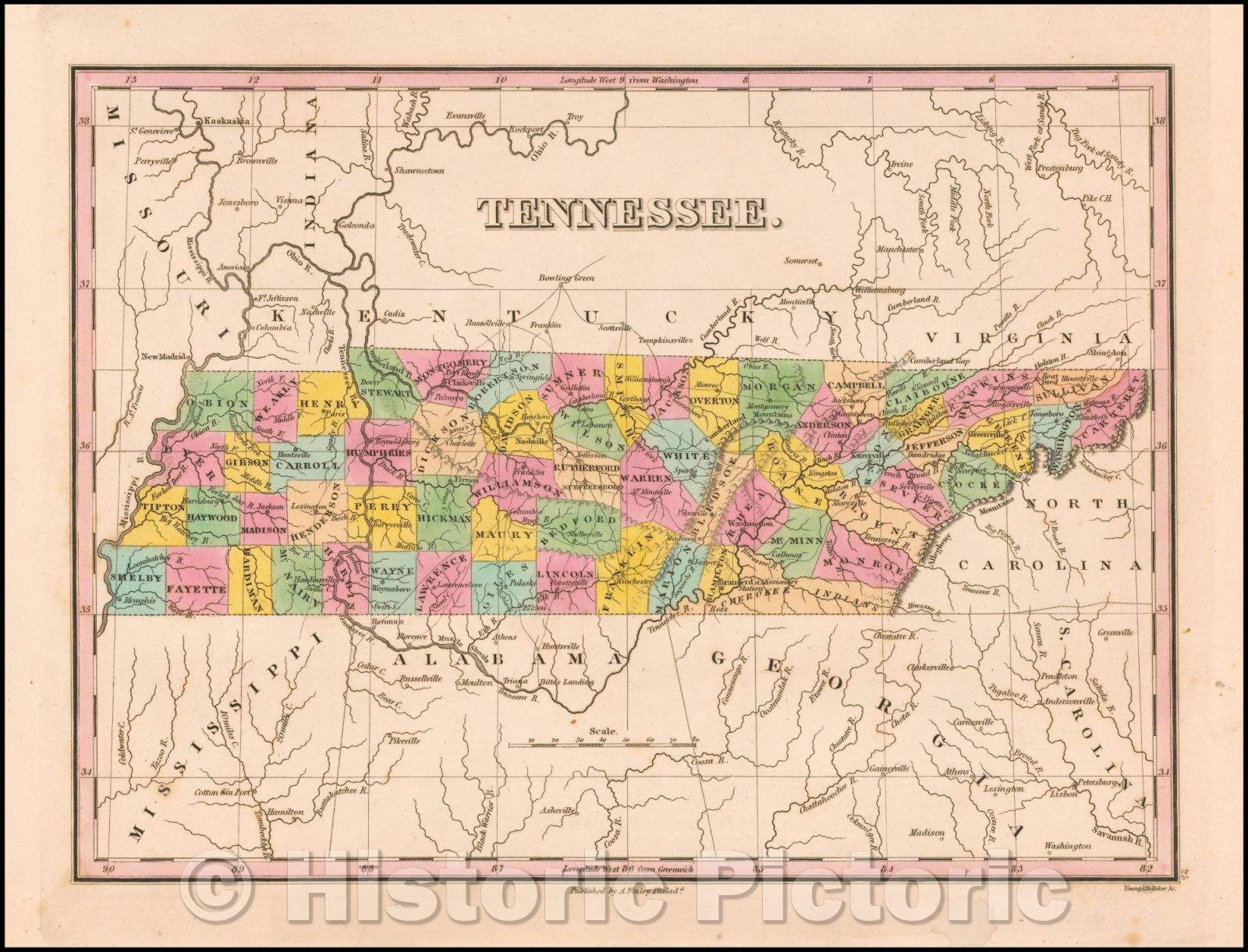 Historic Map - Tennessee, 1826, Anthony Finley v2