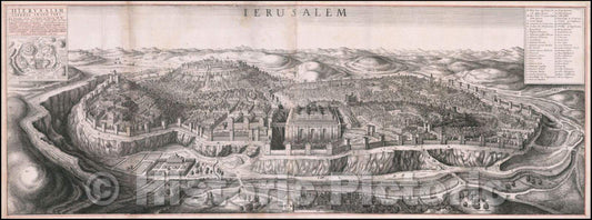 Historic Map - Jerusalem, 1660, Wenceslaus Hollar - Vintage Wall Art
