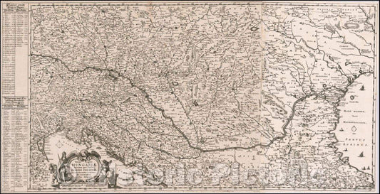 Historic Map - Totius Regni Hungariae Maximae que Partis Danubii Fluminis, una cum adjacentibus et fin/Map of the Danube and the Kingdom of Hungary, 1665 - Vintage Wall Art