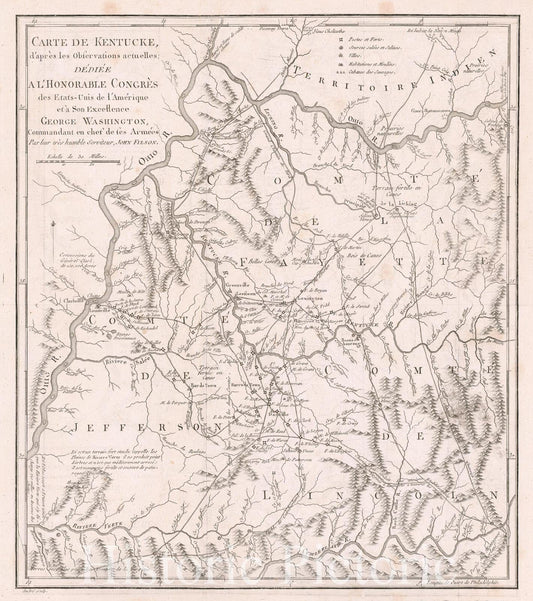 Kentucky - First Map, 1784 (1785) - Historical Map Reproduction