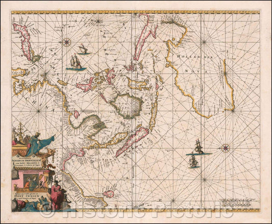 Historic Map - Orientaliora Indiarum Orientalium cum Insulis Adjacentibus a Promontorio C. Comori ad Iapan, 1675 - Vintage Wall Art