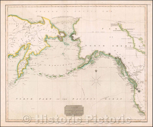 Historic Map - Chart of the Northern Passage Between Asia & America, 1816, John Thomson v3