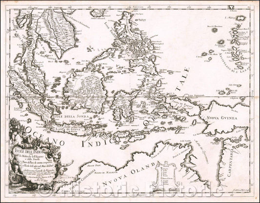 Historic Map - Isole Dell'India cioe le Molucche la Filippine e della Sonda Parte de Paesi di nuova scoperta e l'Isole de Ladri ne Mare del Zud, 1683 v2