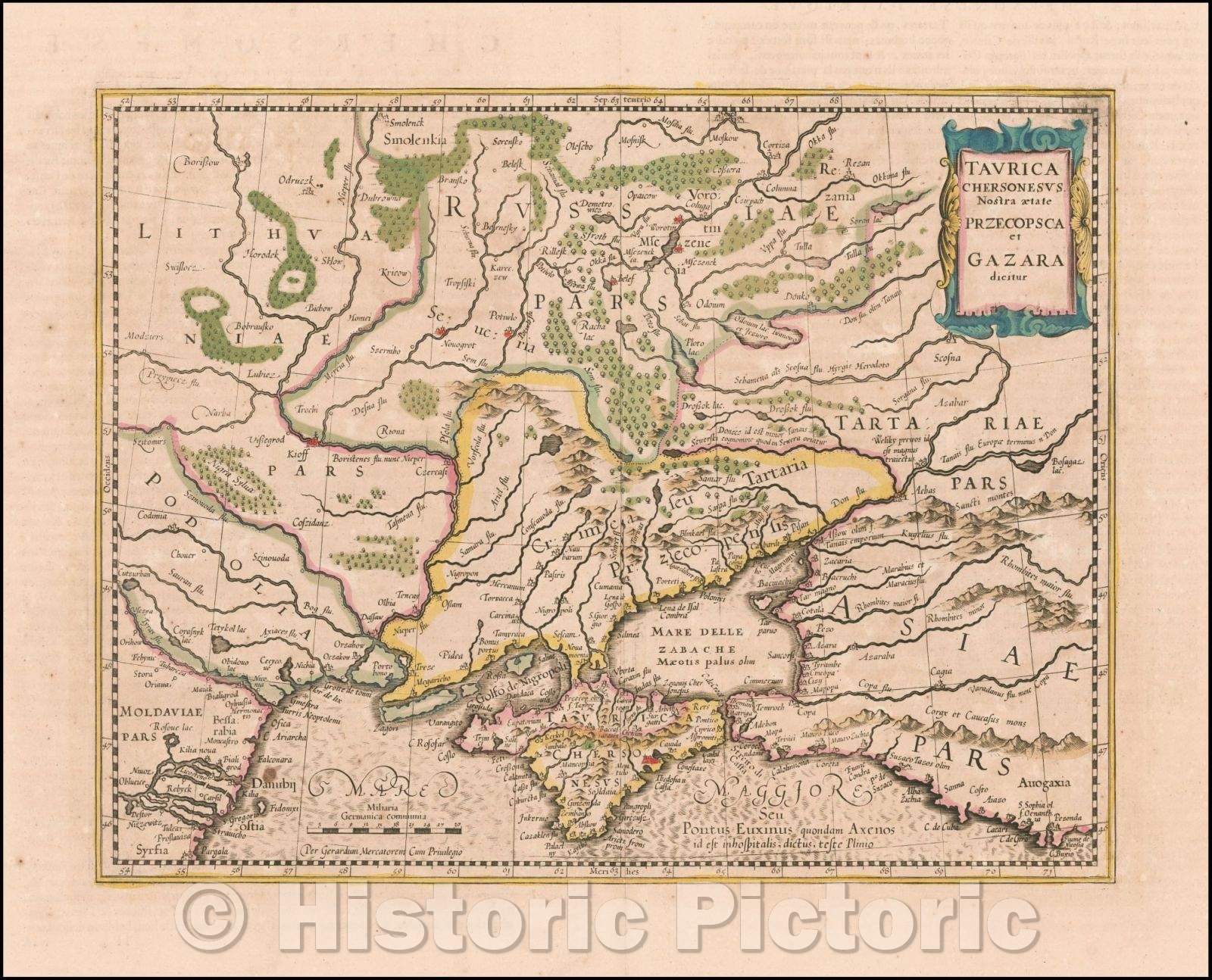 Historic Map - Taurica Chersonesus. Nostra aetate Przecopsca, at Gazara dicitur, 1620, Jodocus Hondius - Vintage Wall Art
