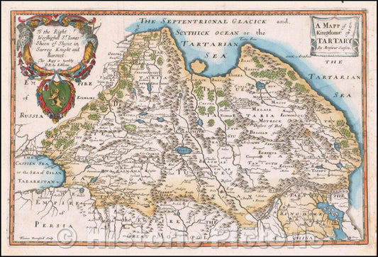 Historic Map - A Mapp of y Kingdome of Tartary, 1682, Richard Blome - Vintage Wall Art
