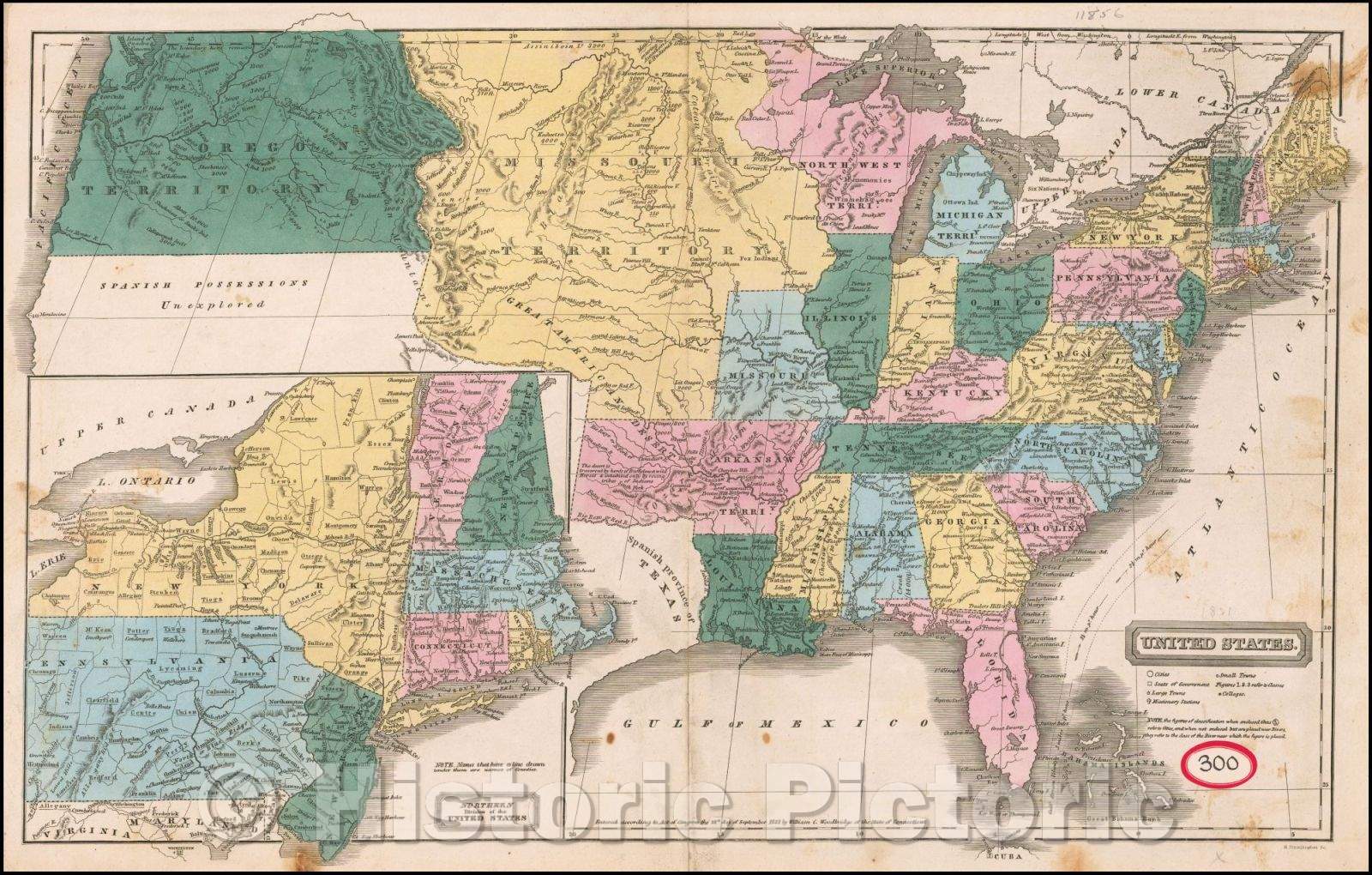 Historic Map - United States, 1831, William Woodbridge - Vintage Wall Art