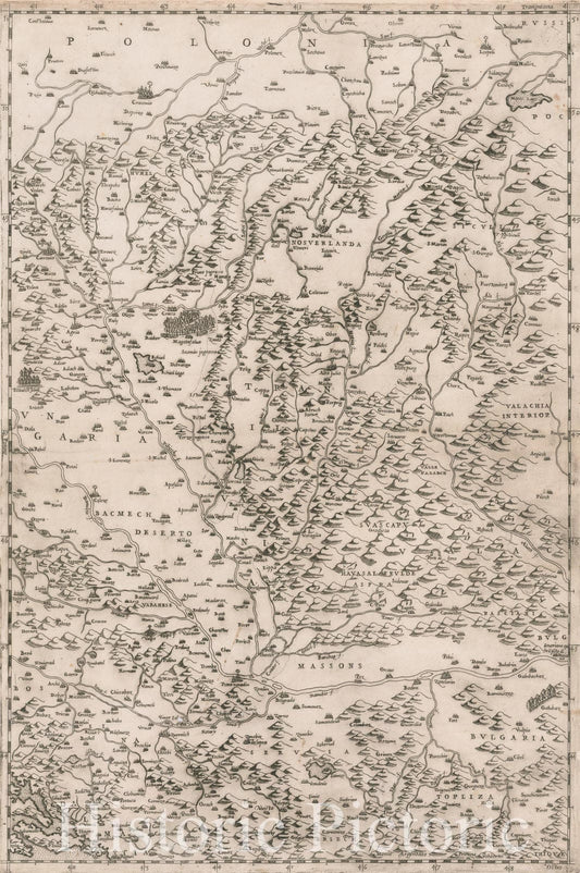 Historic Map - Poland, Transylvania (La discrittione della Transylvania), 1566 - Vintage Wall Art