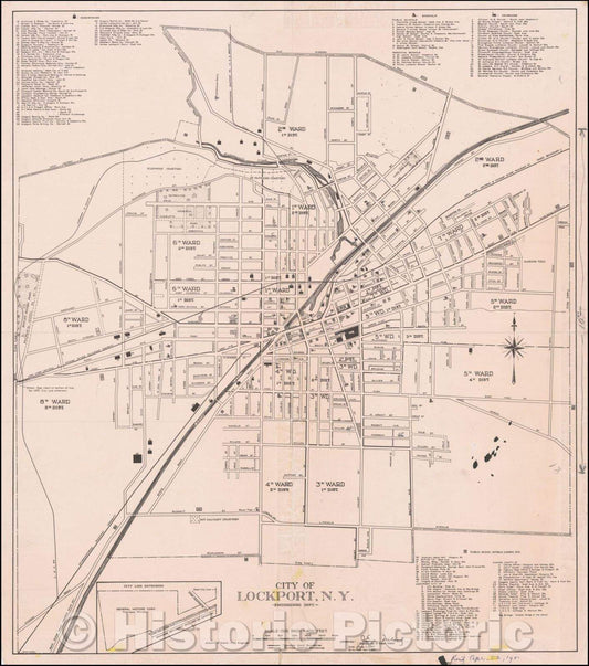 Historic Map - City of Lockport, N.Y. Engineering Department, 1941, R. L. Wallace - Vintage Wall Art