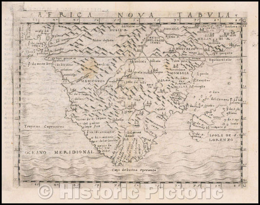 Historic Map - Africa Nova Tabula/Africa Nova Tabula, 1548, Giacomo Gastaldi - Vintage Wall Art