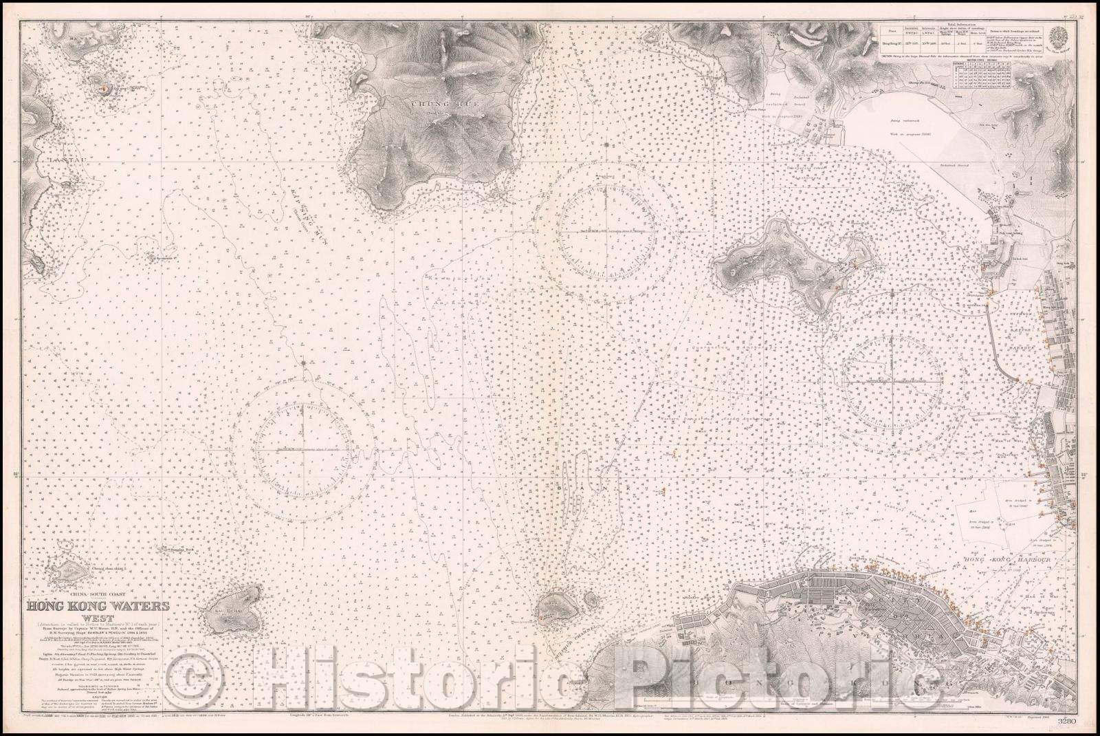 Historic Map - Hongkong Waters West, 1903, British Admiralty - Vintage Wall Art