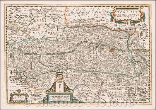 Historic Map - Austria Archiducatus Auctore Wolfgango Lazio, 1644, Nicolas Berey - Vintage Wall Art