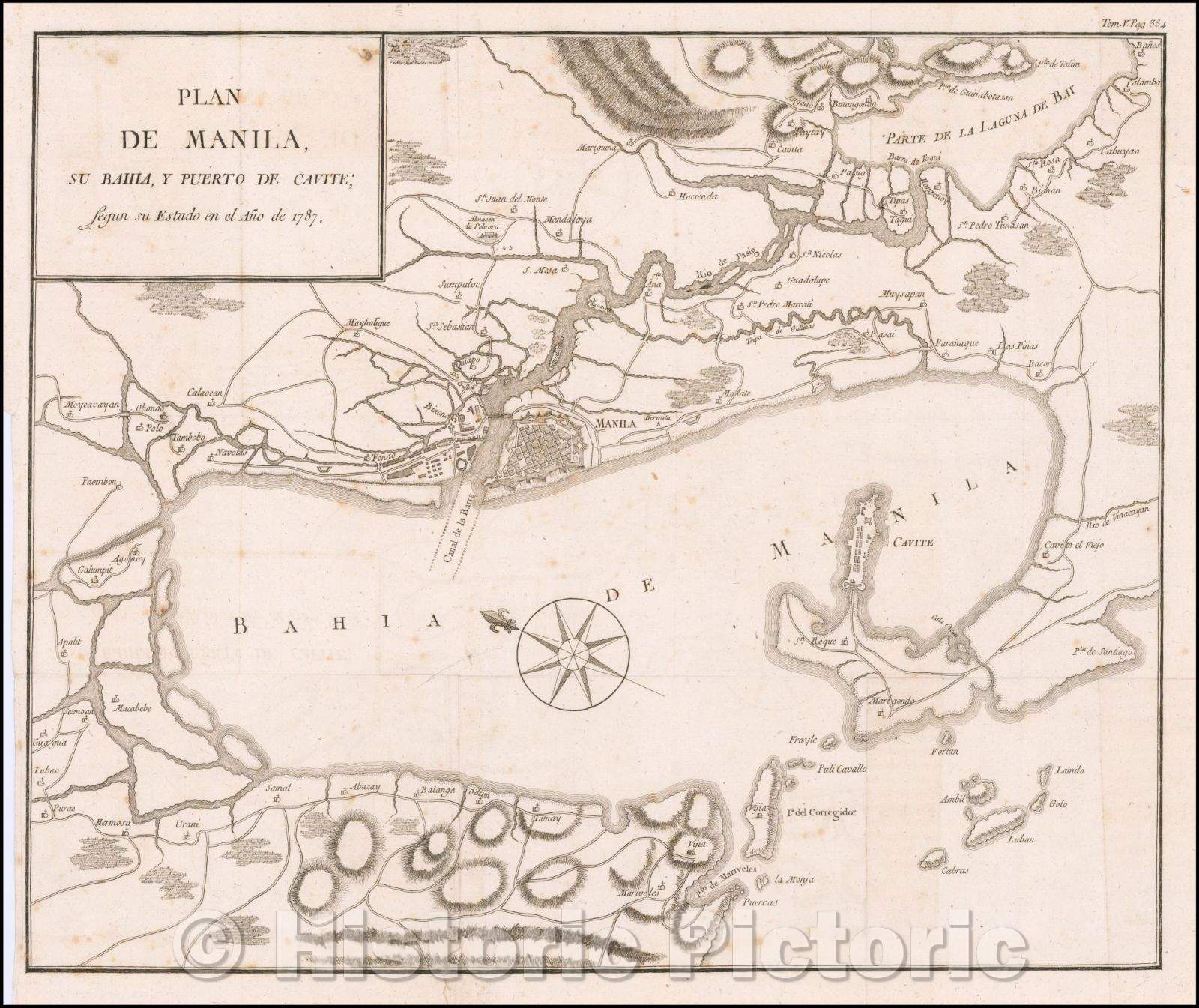 Historic Map - Plan de Manila, su Bahia y Puerto de Cavite; segun su Estado en el A? de 1787 / Duque de Almodovar's Map of Manila Bay, 1790 - Vintage Wall Art