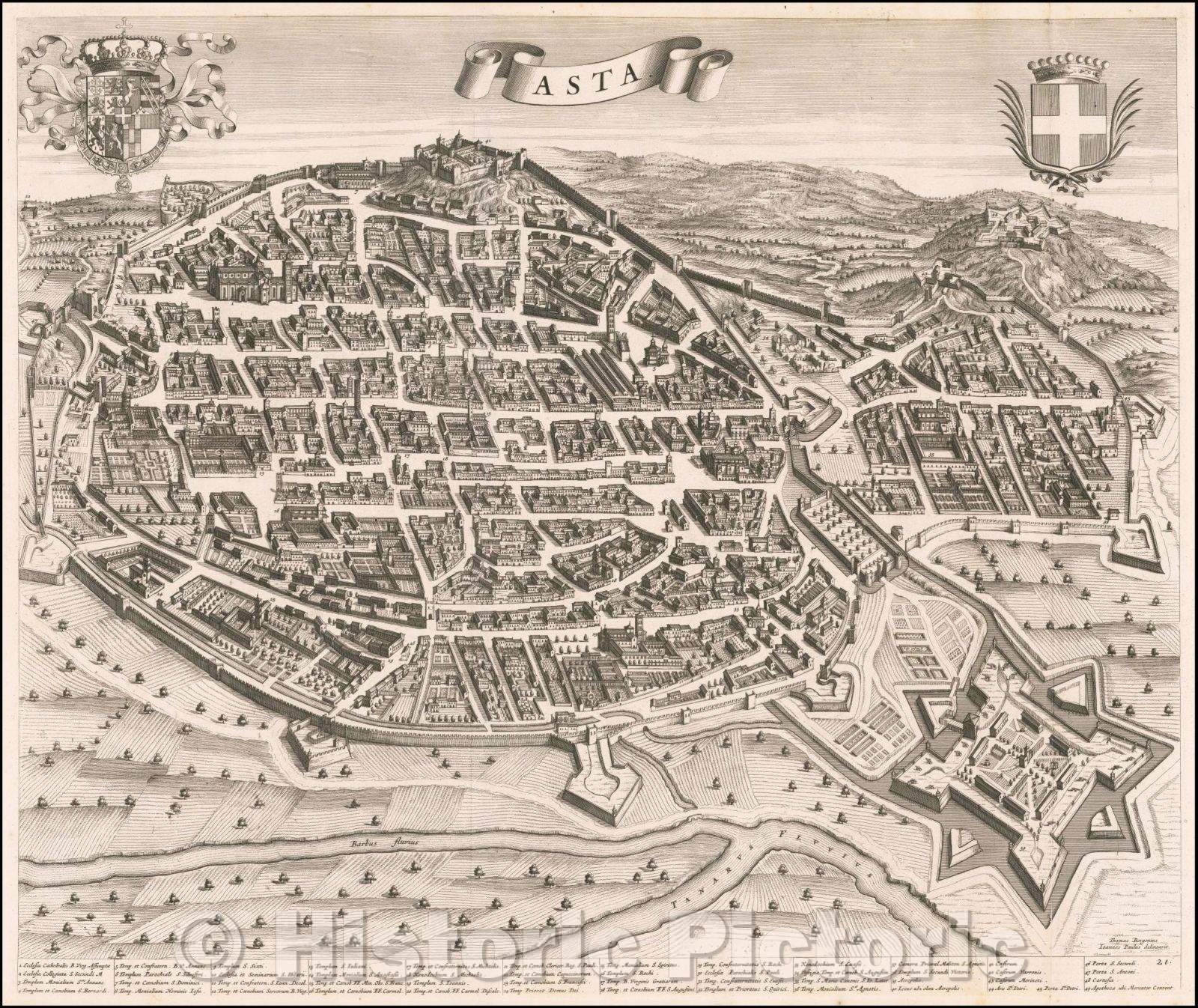 Historic Map - Asti Asta, 1688, Johannes et Cornelis Blaeu - Vintage Wall Art