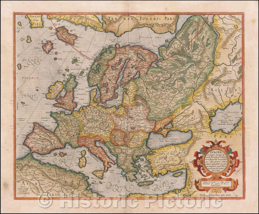 Historic Map - Europa ad magnae Europae Gerardi Mercatoris P. imitationem Rumoldi Mercatoris, 1595, Gerhard Mercator v2