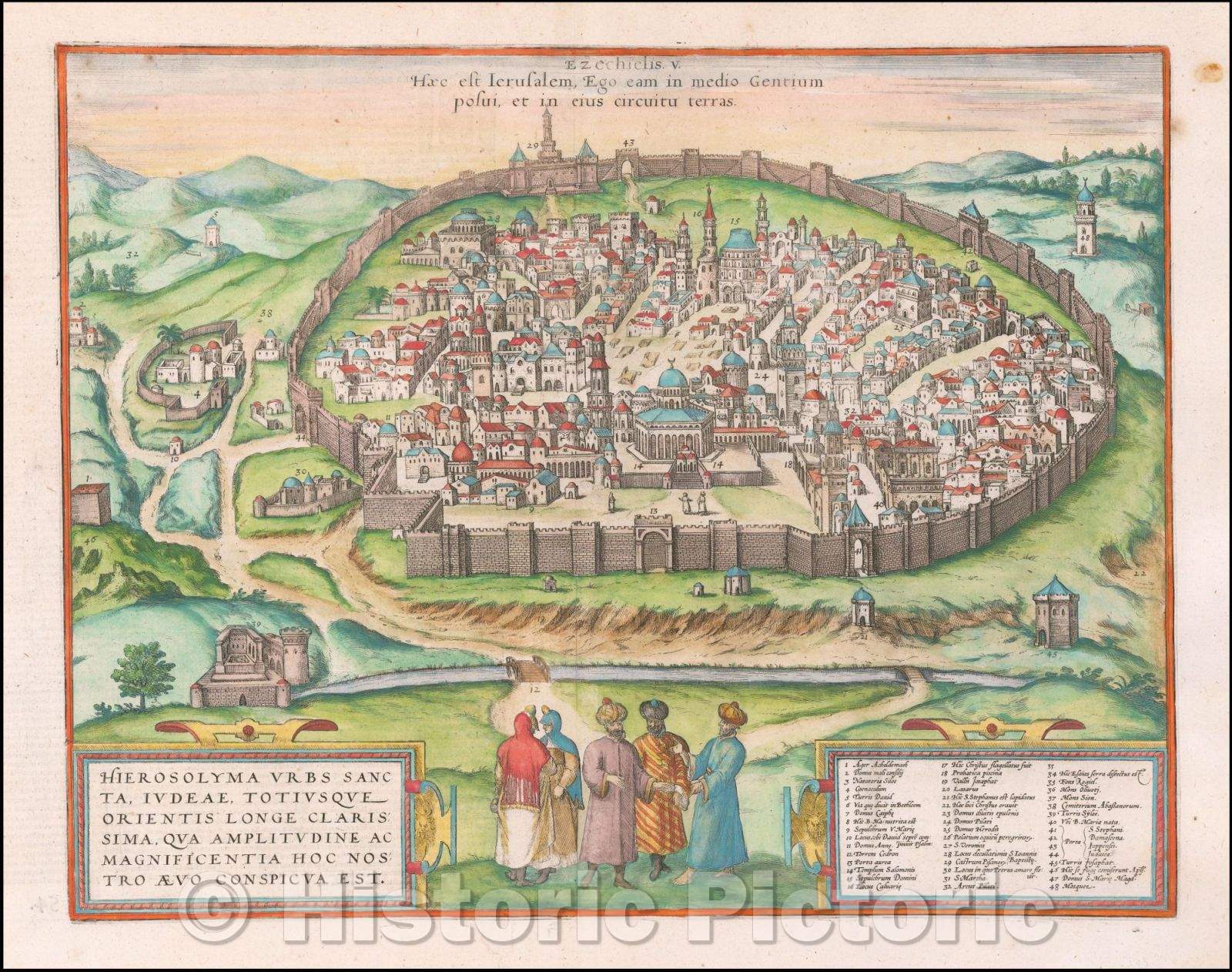 Historic Map - Hierosolyma Urbs Sancta, Iudeae, Totiusque Orientis Longe Clarissima, Qua Amplitudine ac Magnificentia hoc Nostro Aevo Conspicua Est, 1582 v3
