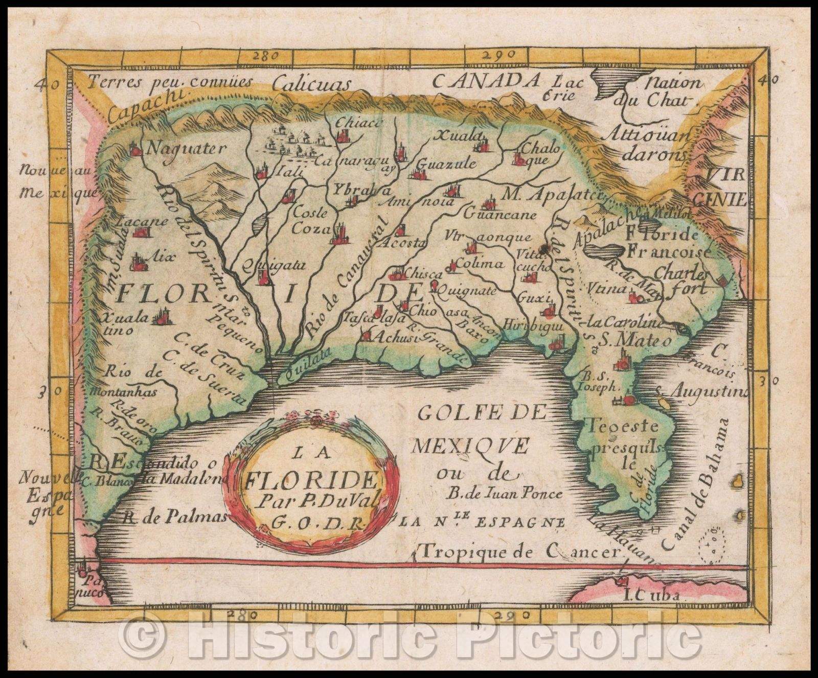 Historic Map - La Floride Par Du Val, 1660, Pierre Du Val v2
