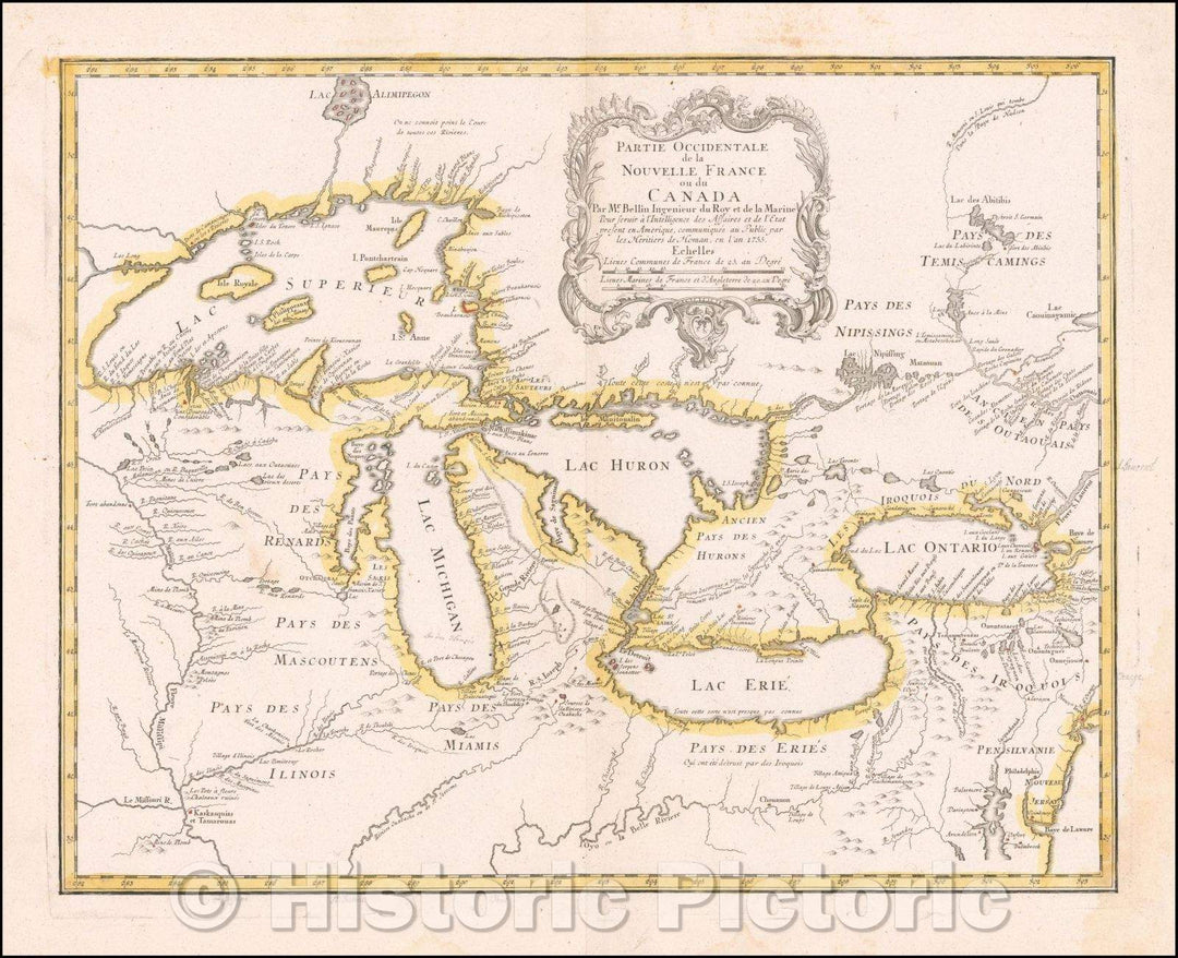 Historic Map - Partie Occidentale de la Nouvelle France ou du Canada, 1755, Homann Heirs v3