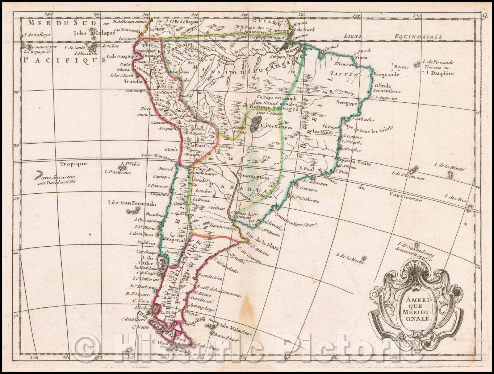 Historic Map - Amerique Meridionale, 1746, George Louis Le Rouge - Vintage Wall Art