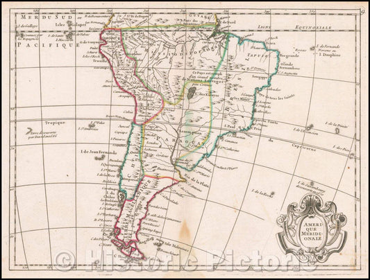 Historic Map - Amerique Meridionale, 1746, George Louis Le Rouge - Vintage Wall Art