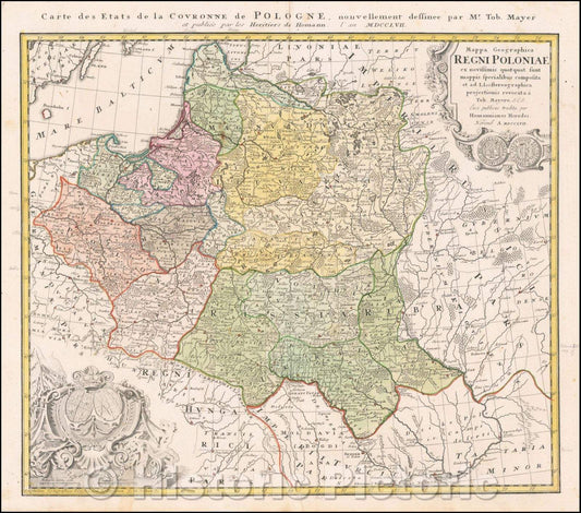 Historic Map - Mappa Geographica Regni Poloniae ex novissimis quotquot sunt mappis specialibus composita et al L.L, 1757 - Vintage Wall Art