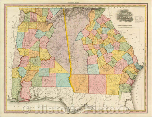 Historic Map - Georgia and Alabama, 1823, Henry Schenk Tanner v2