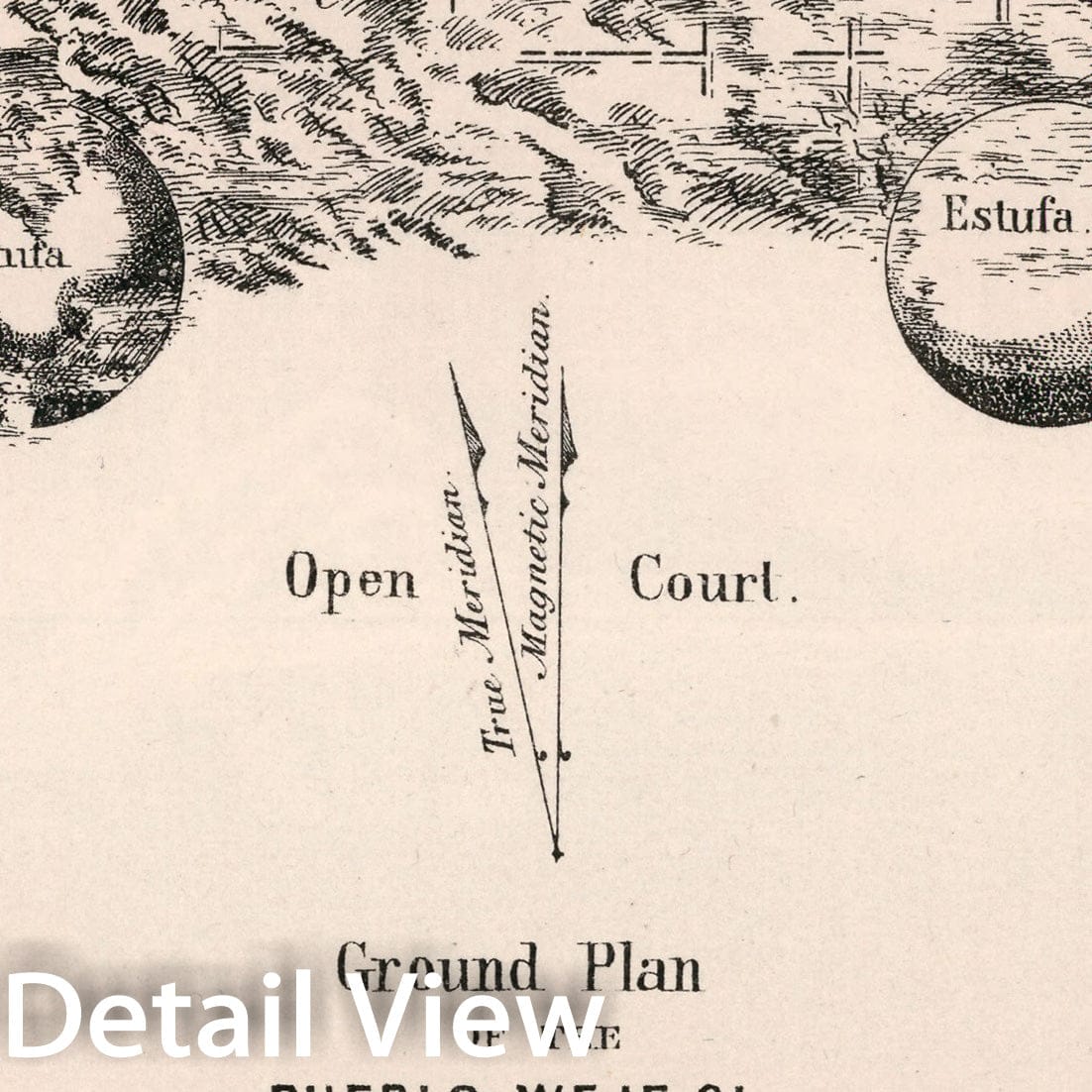 Historic Map : Ground plan of the Pueblo Weje-Gi. Canon de Chaco. No. 2, 1850, Vintage Wall Decor