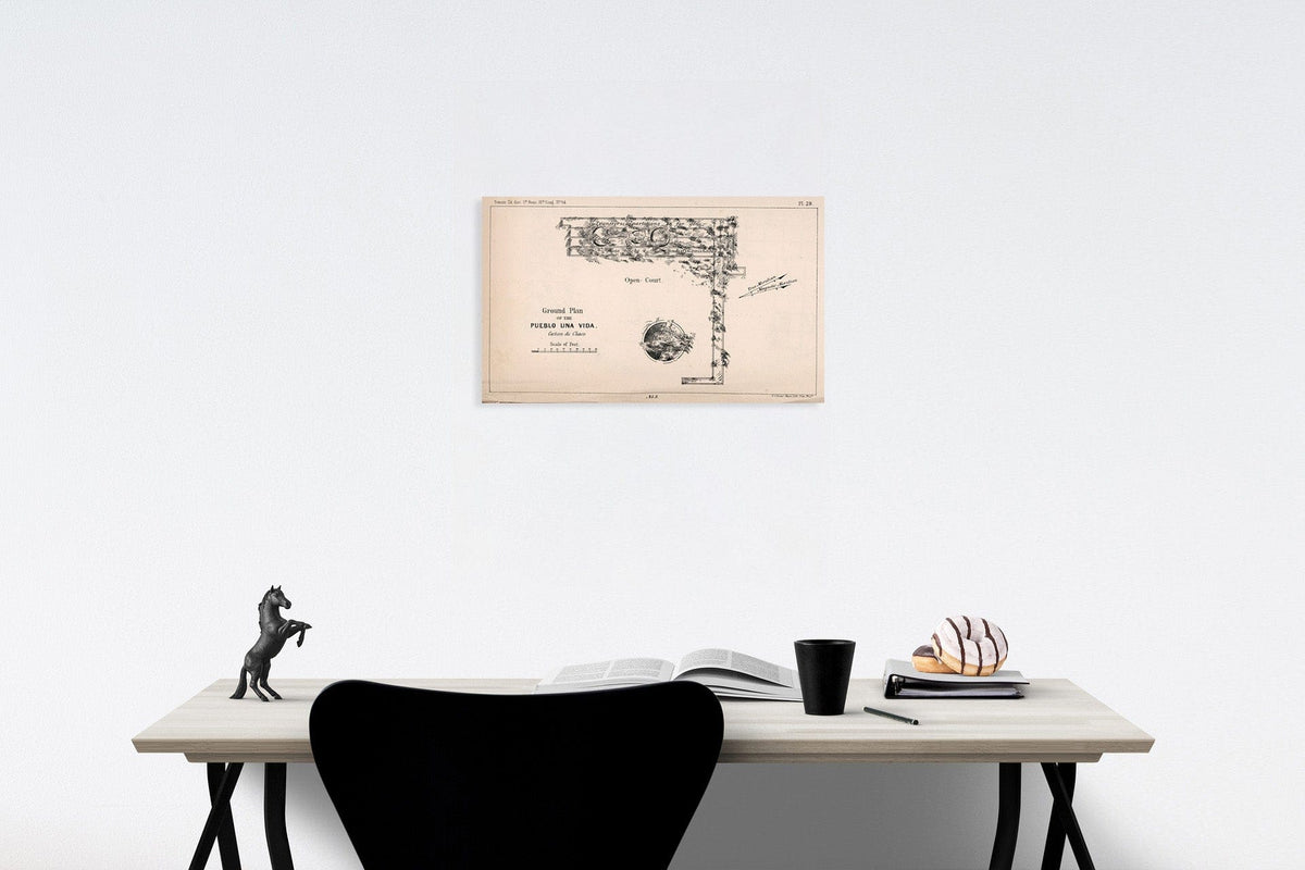 Historic Map : Ground plan of the Publo Una Vida. Canon of Chaco. No. 3, 1850, Vintage Wall Decor