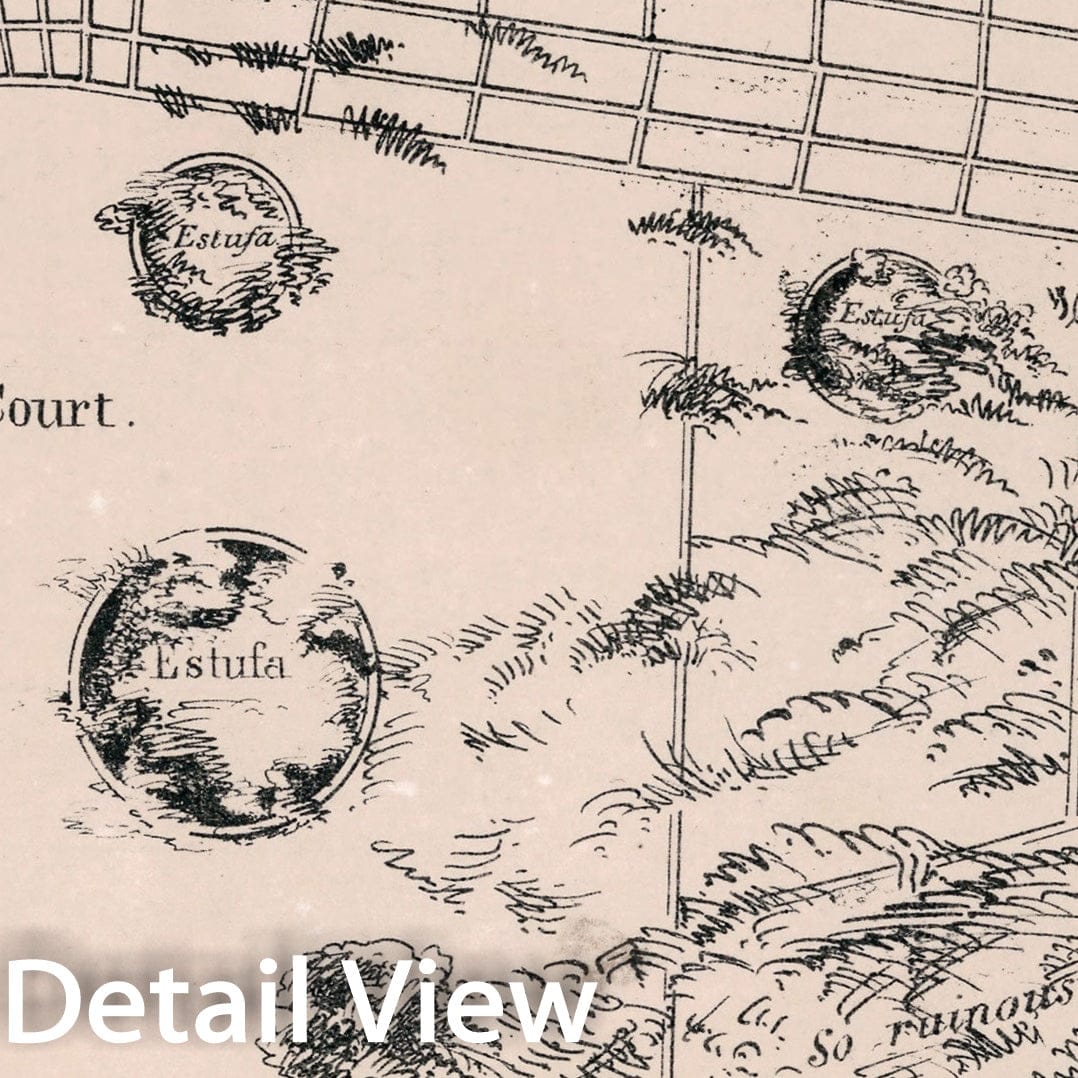 Historic Map : General ground plan of the Pueblo Bonito. Canon of Chaco. No. 6, 1850, Vintage Wall Decor
