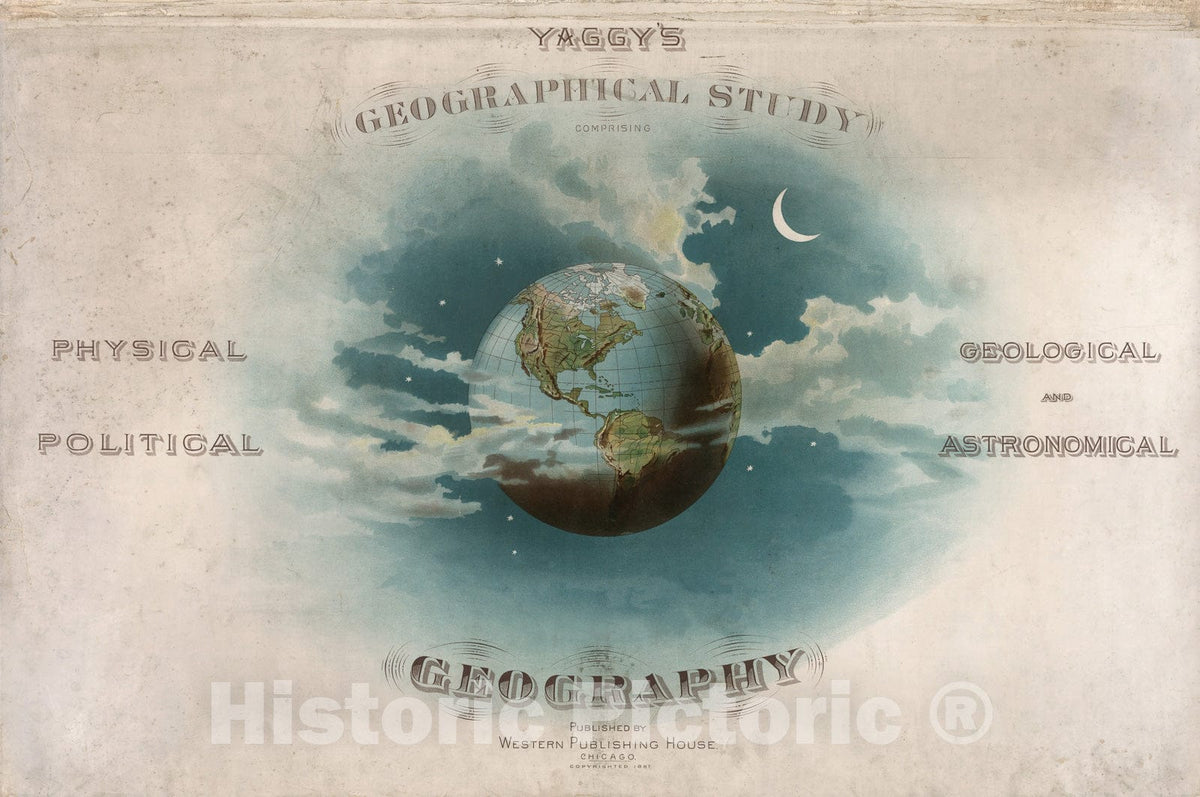 Historic Map : Title: Yaggy's Geographical Study, 1887, Vintage Wall Decor