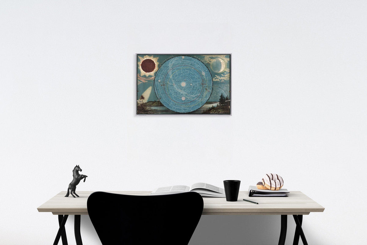Historic Map : Planetary System. Eclipse of the Sun. The Moon. The Zodiacal Light. Meteoric Shower., 1887, v1, Vintage Wall Decor