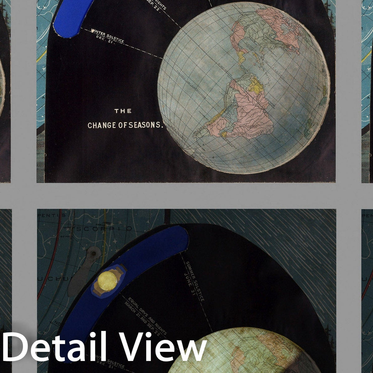 Historic Map : Planetary System... (Flap open showing) The Change of Seasons., 1887, Vintage Wall Decor