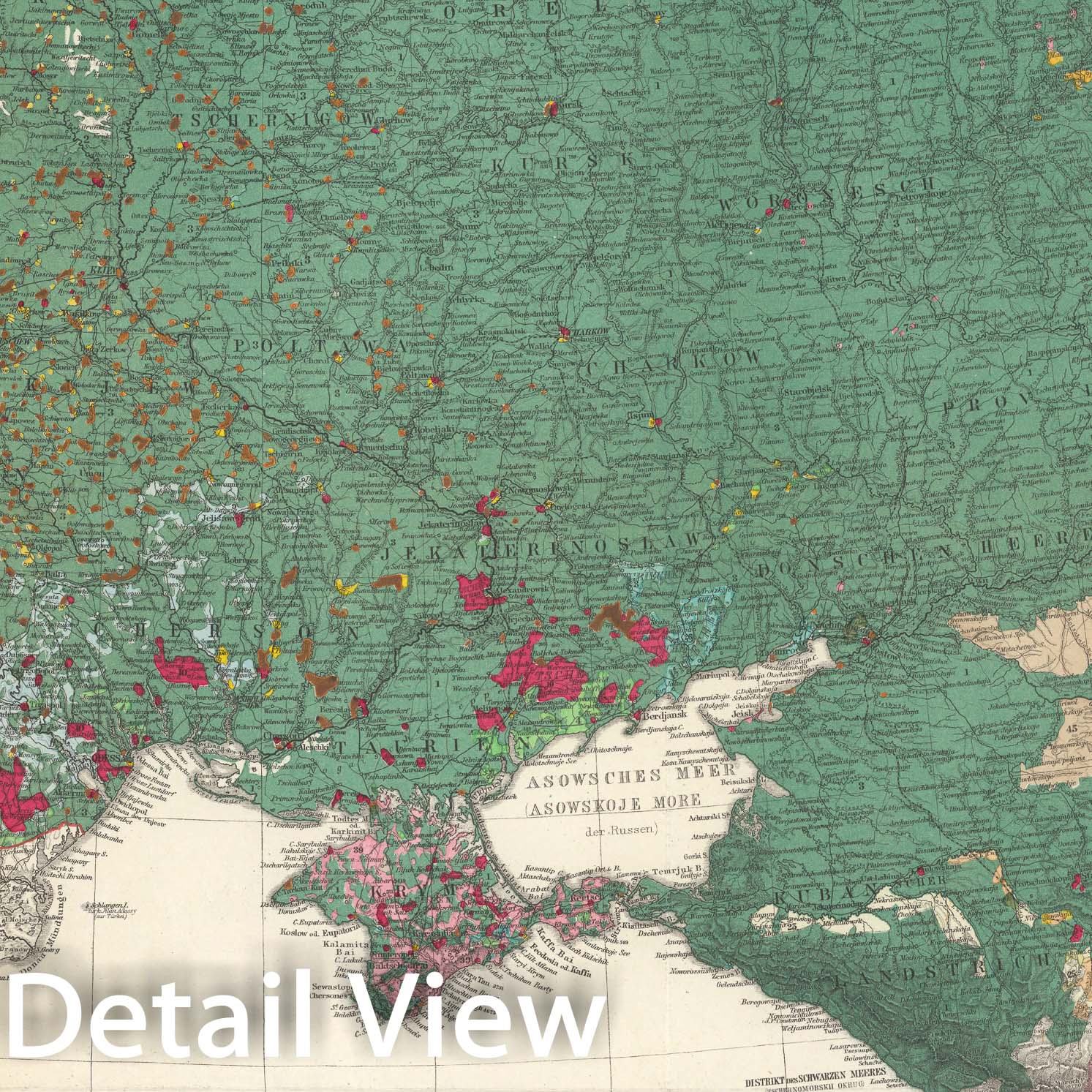 Historic Map : Ethnographische Karte von Russland (Sudliches Blatt), 1878, Vintage Wall Decor