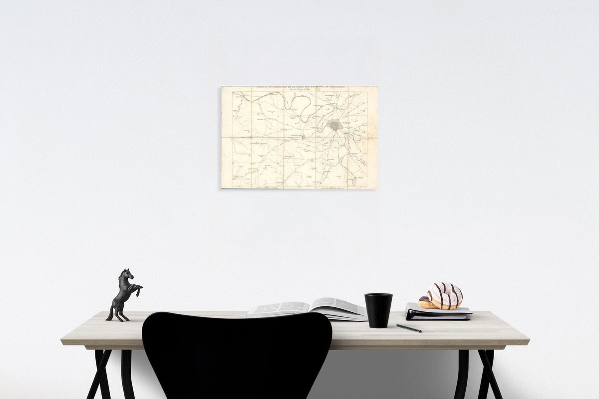 Historic Map : Key Sheet. Carte topographique des environs de Versailles, dite des Chasses imp?riales., 1807, Vintage Wall Decor