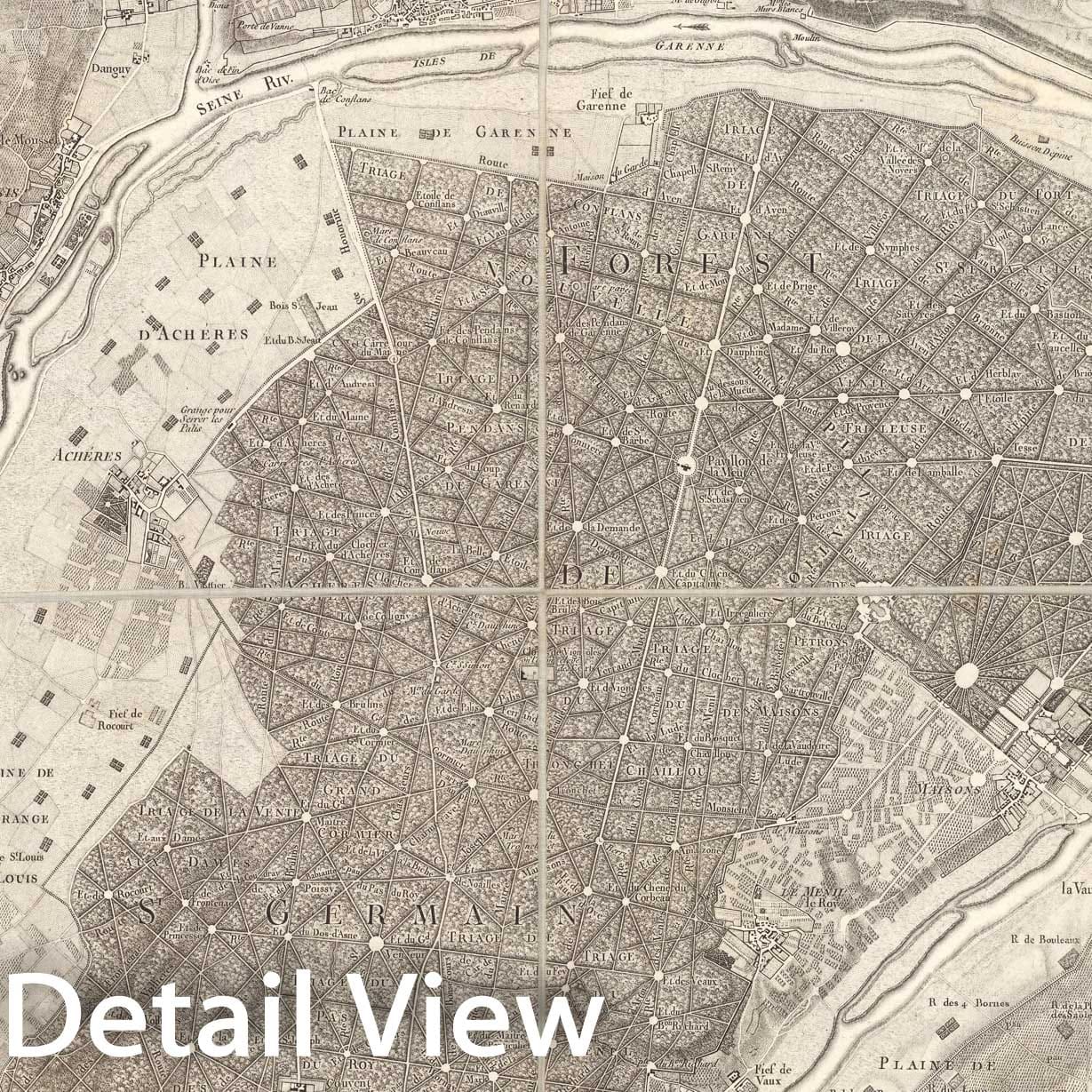 Historic Map : Sheet 2. Poissy. Carte topographique des environs de Versailles, dite des Chasses imp?riales., 1807, Vintage Wall Decor