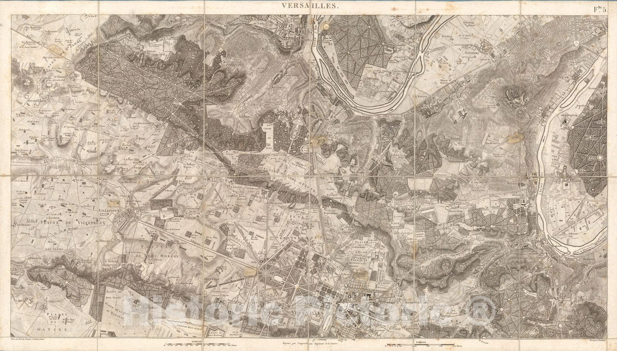 Historic Map : Sheet 5. Versailles. Carte topographique des environs de Versailles, dite des Chasses imp?riales., 1807, Vintage Wall Decor