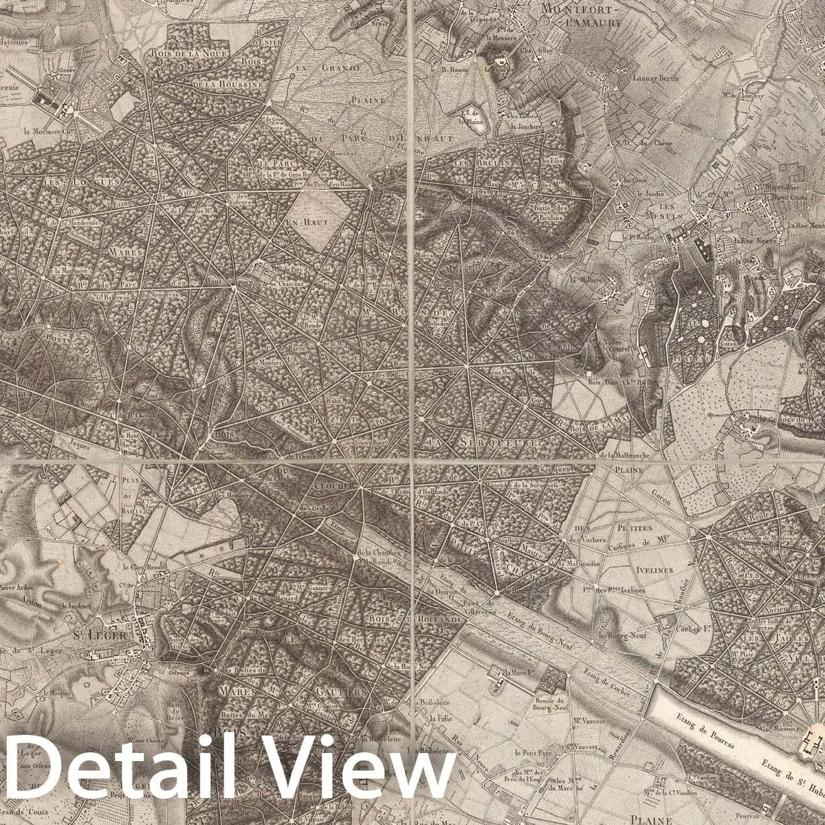 Historic Map : Sheet 7. Montfort L'Armaury. Carte topographique des environs de Versailles, dite des Chasses imp?riales., 1807, Vintage Wall Decor