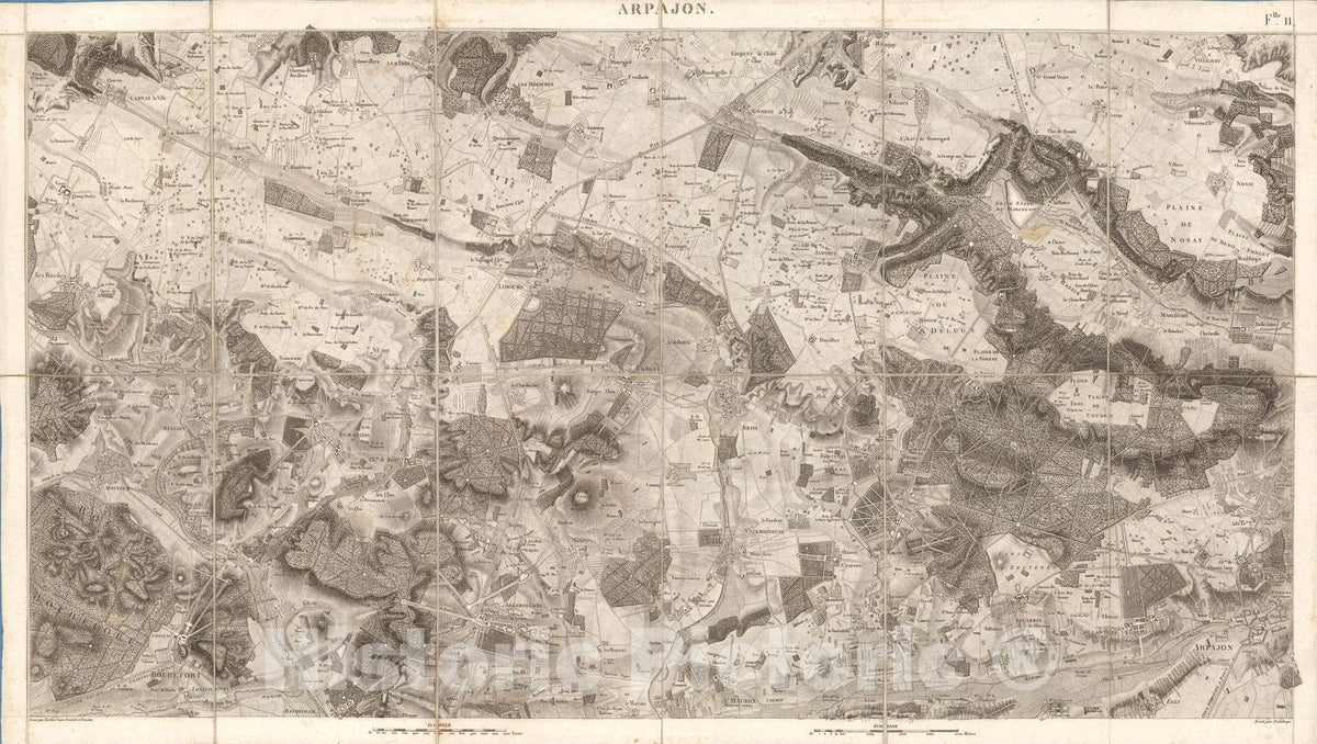 Historic Map : Sheet 11. Arpajon. Carte topographique des environs de Versailles, dite des Chasses imp?riales., 1807, Vintage Wall Decor