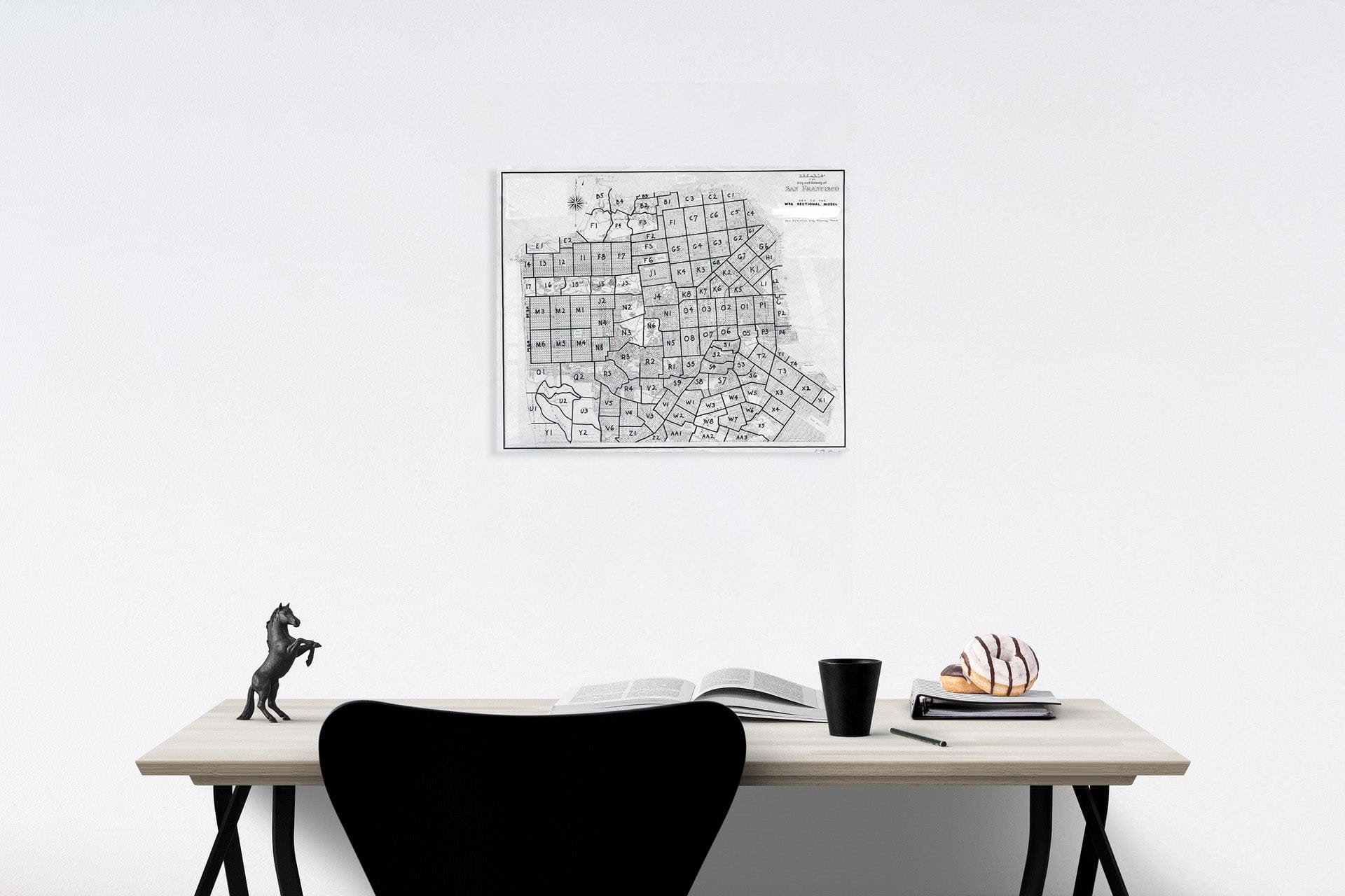 Historic Map : Key to the WPA Sectional Model., 1940, Vintage Wall Decor