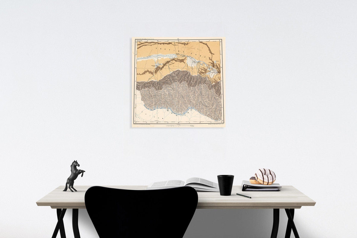 Historic Map : A. I: Geographic map. Provinz Kansu, 1884, Vintage Wall Decor