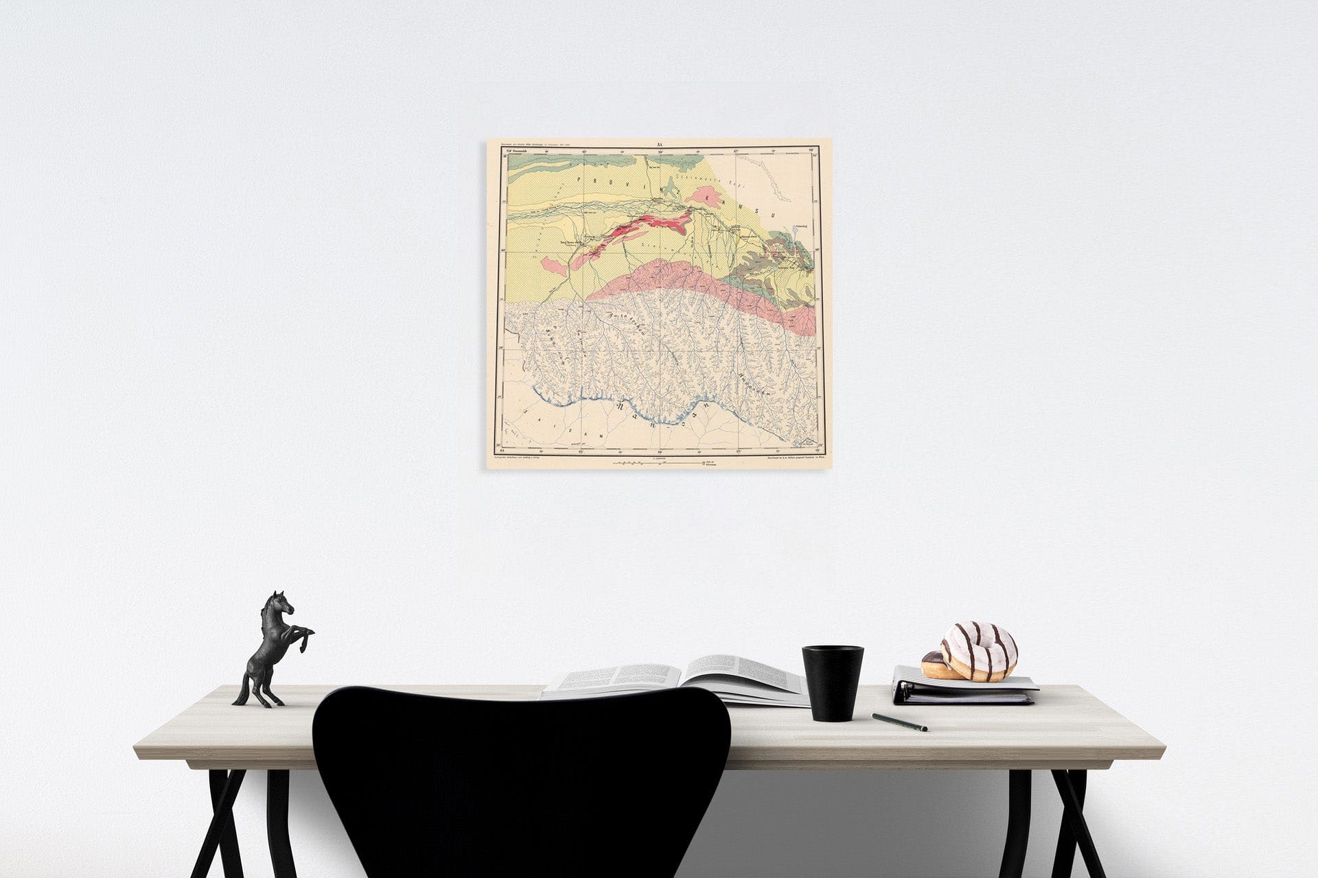 Historic Map : A. I: Geological map. Provinz Kansu, 1884, Vintage Wall Decor