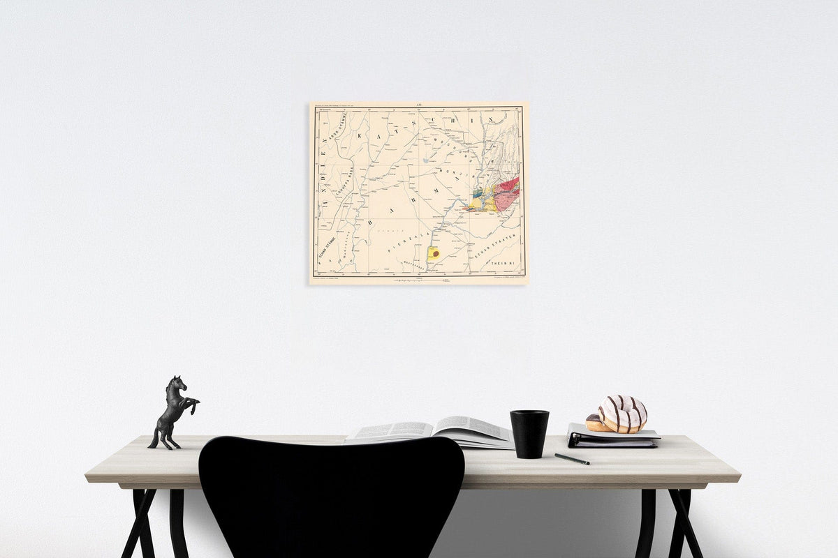 Historic Map : A. VI: Geological map. Barma; Katschin, 1884, Vintage Wall Decor