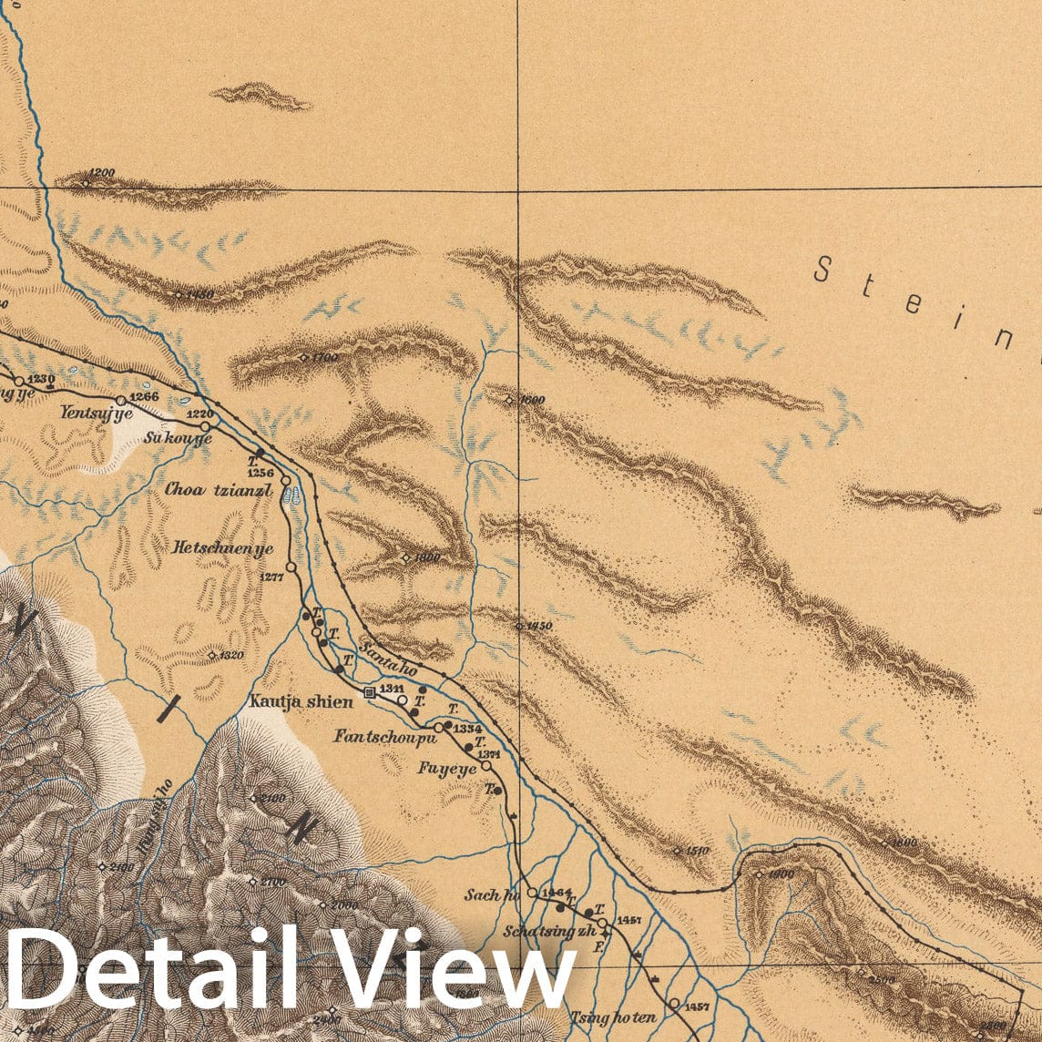 Historic Map : B. I: Geographical map. Provinz Kansu, 1884, Vintage Wall Decor
