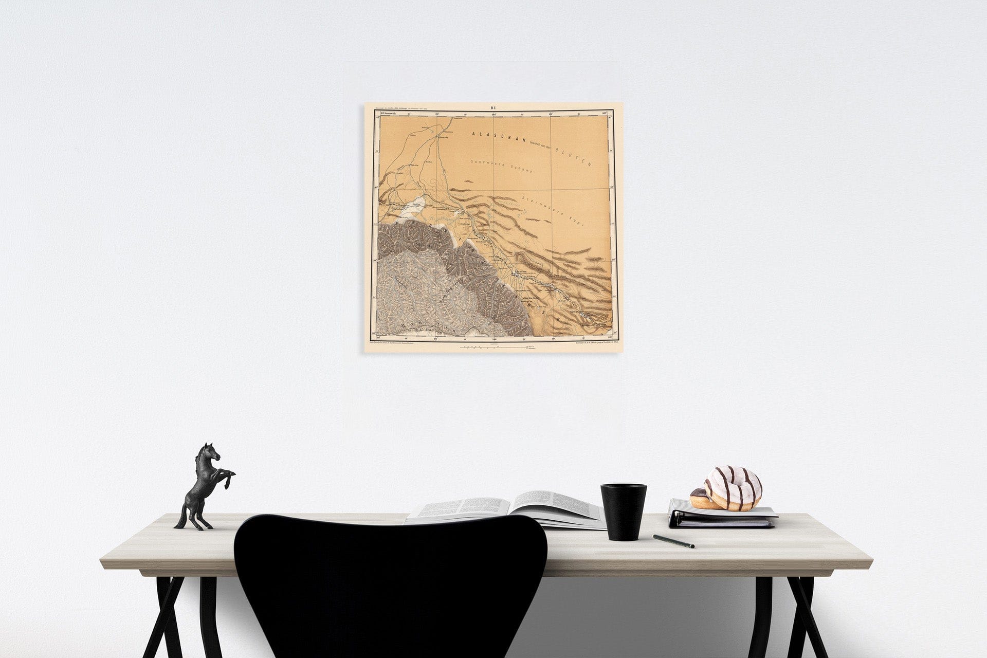 Historic Map : B. I: Geographical map. Provinz Kansu, 1884, Vintage Wall Decor
