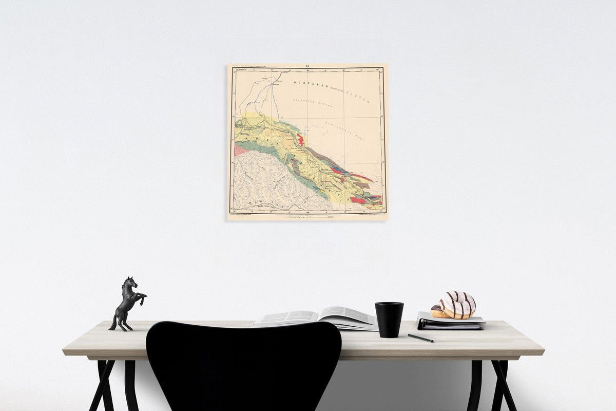 Historic Map : B. I: Geological map. Provinz Kansu, 1884, Vintage Wall Decor