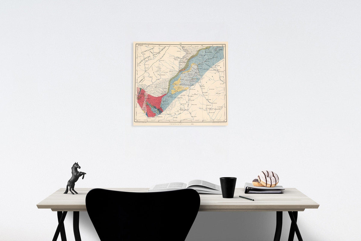 Historic Map : C.IV. Geological map. Provinz Setschuen, 1884, Vintage Wall Decor