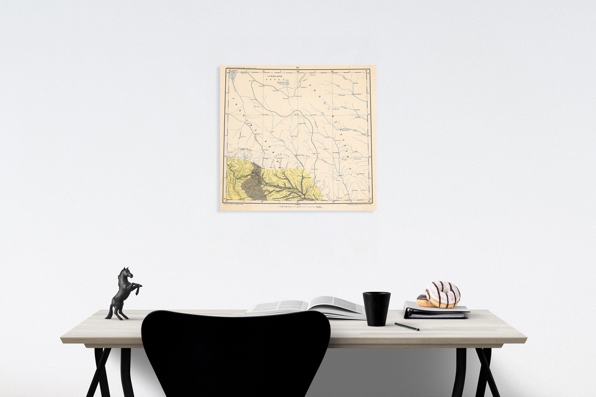 Historic Map : D.II. Geological map. Provinz Kansu. Provinz Schen - Si, 1884, Vintage Wall Decor