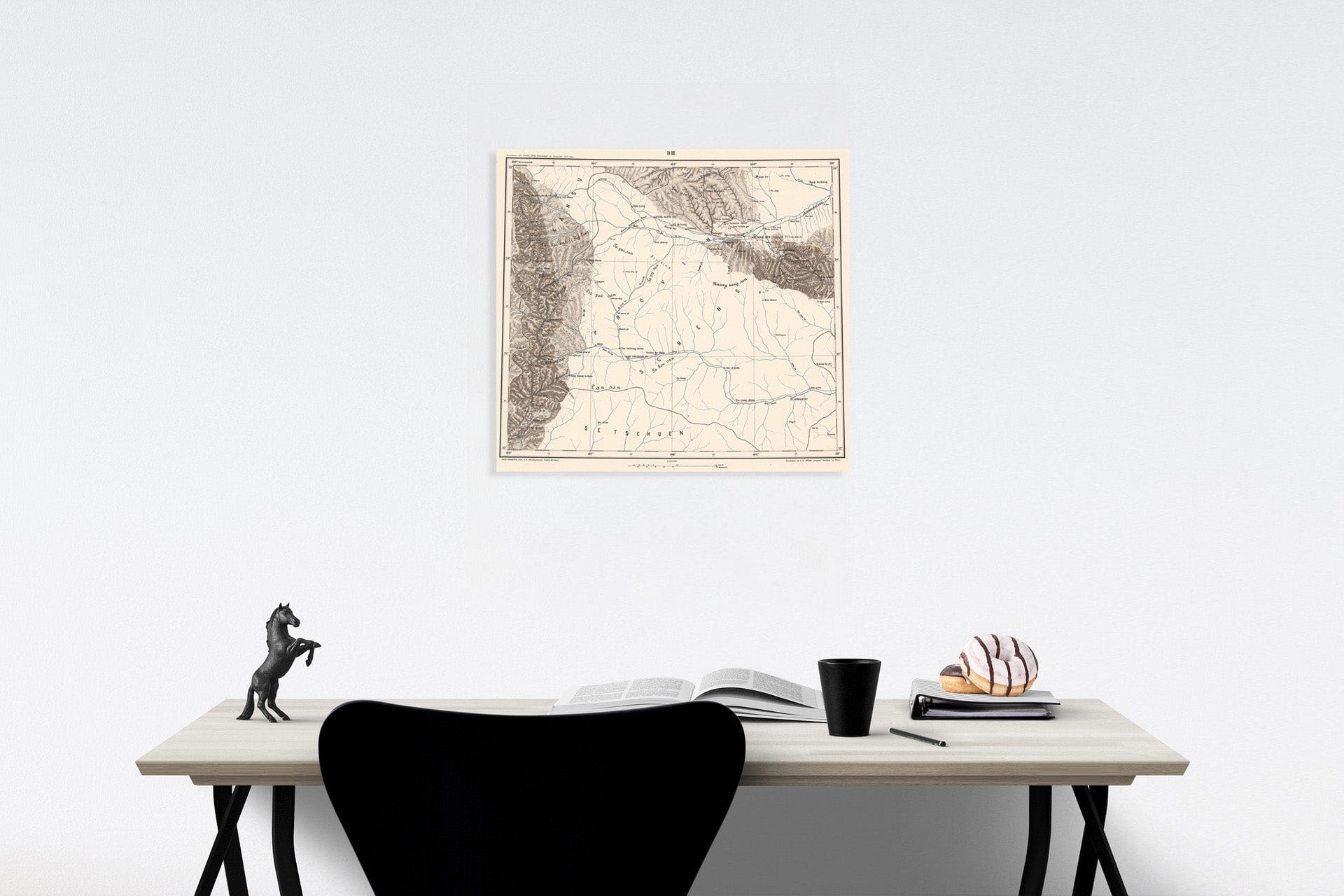Historic Map : D.III. Geographical map. Provinz Schens, 1884, Vintage Wall Decor